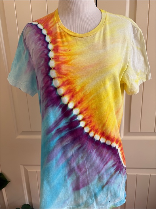 Gildan Tops - Handmade Tie-Dye Short Sleeve Tee - Yellow Multi Gildan T Size XL Women’s Slim